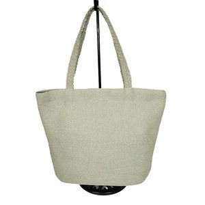 Talbots NWT Purse Woven Tweed Basket Tote Shoulder Bag Braided Straps Green